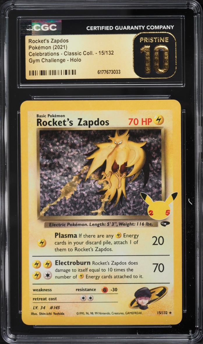2021 Pokemon Sword & Shield Celebrations Classic Holo Rocket's Zapdos #15 CGC 10 PRISTINE