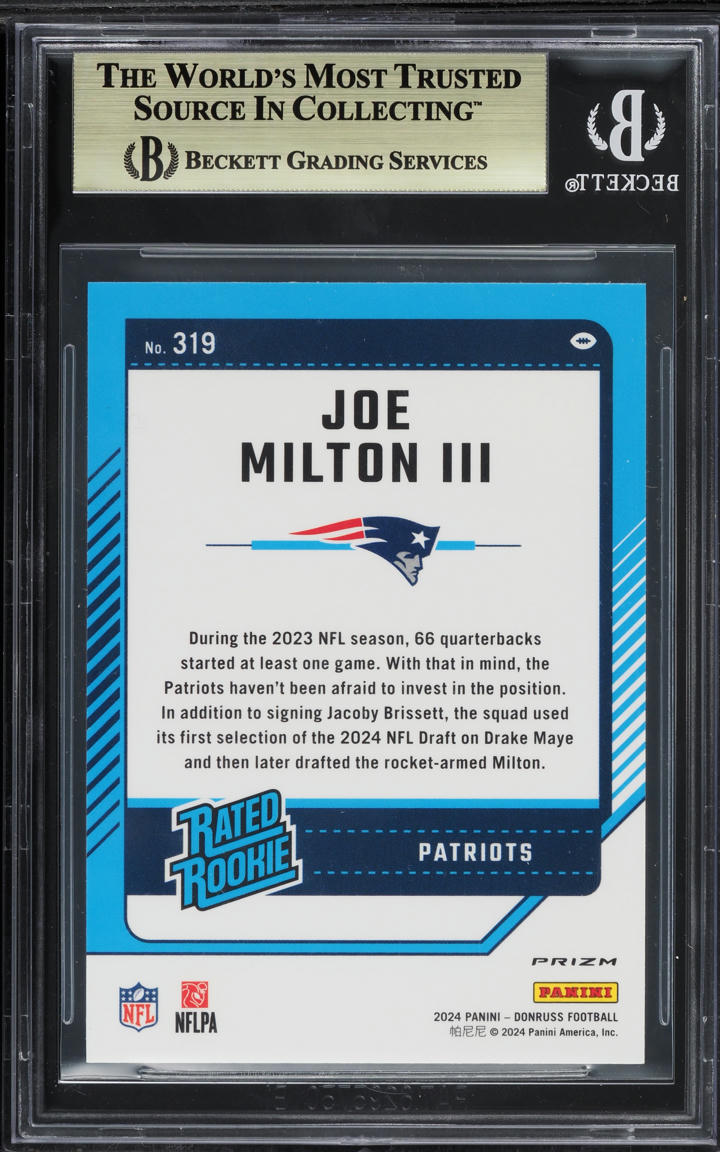 2024 Donruss Optic Preview Red Wave Joe Milton III ROOKIE #319 BGS 9.5 GEM MINT