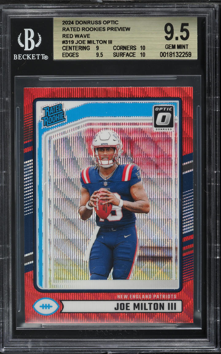 2024 Donruss Optic Preview Red Wave Joe Milton III ROOKIE #319 BGS 9.5 GEM MINT