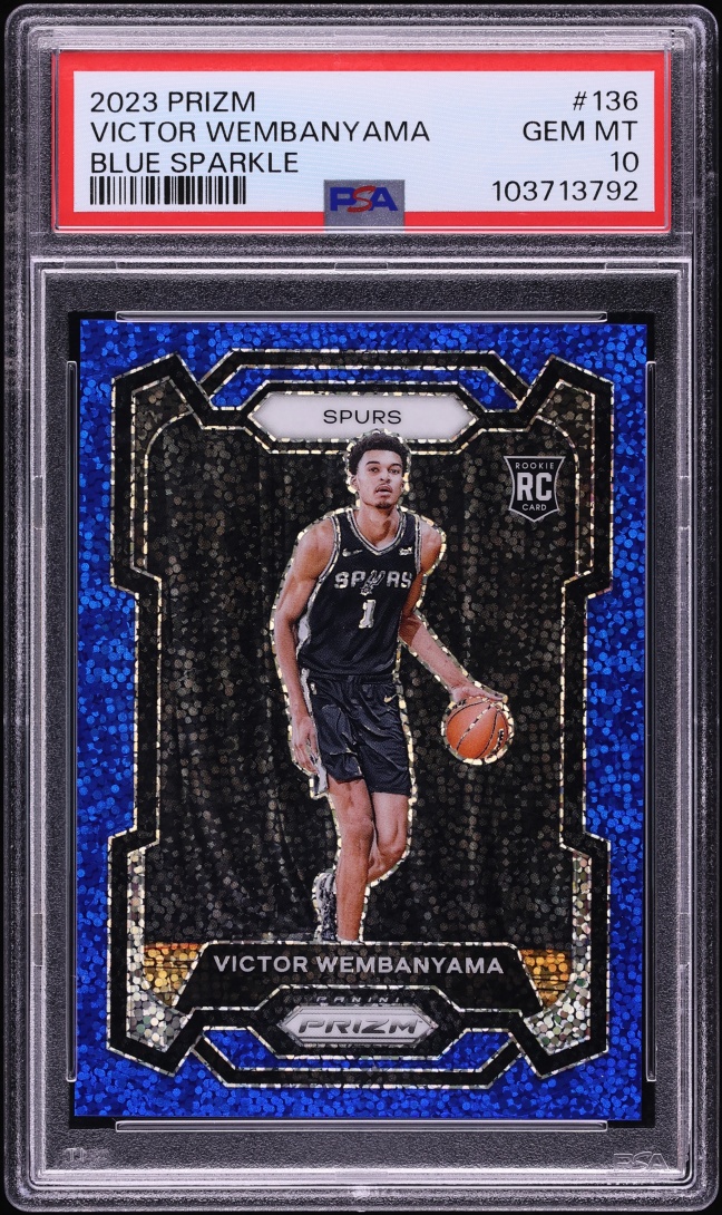 2023 Panini Prizm Blue Sparkle Victor Wembanyama ROOKIE /144 #136 PSA 10 GEM MINT