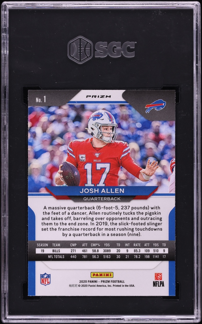 2020 Panini Prizm Red White Blue Josh Allen #1 SGC 10 GEM MINT