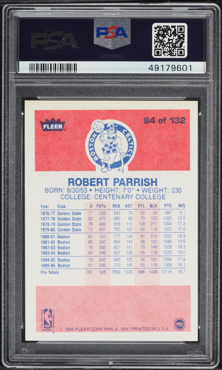 1986 Fleer Basketball Robert Parrish #84 PSA 10 GEM MINT