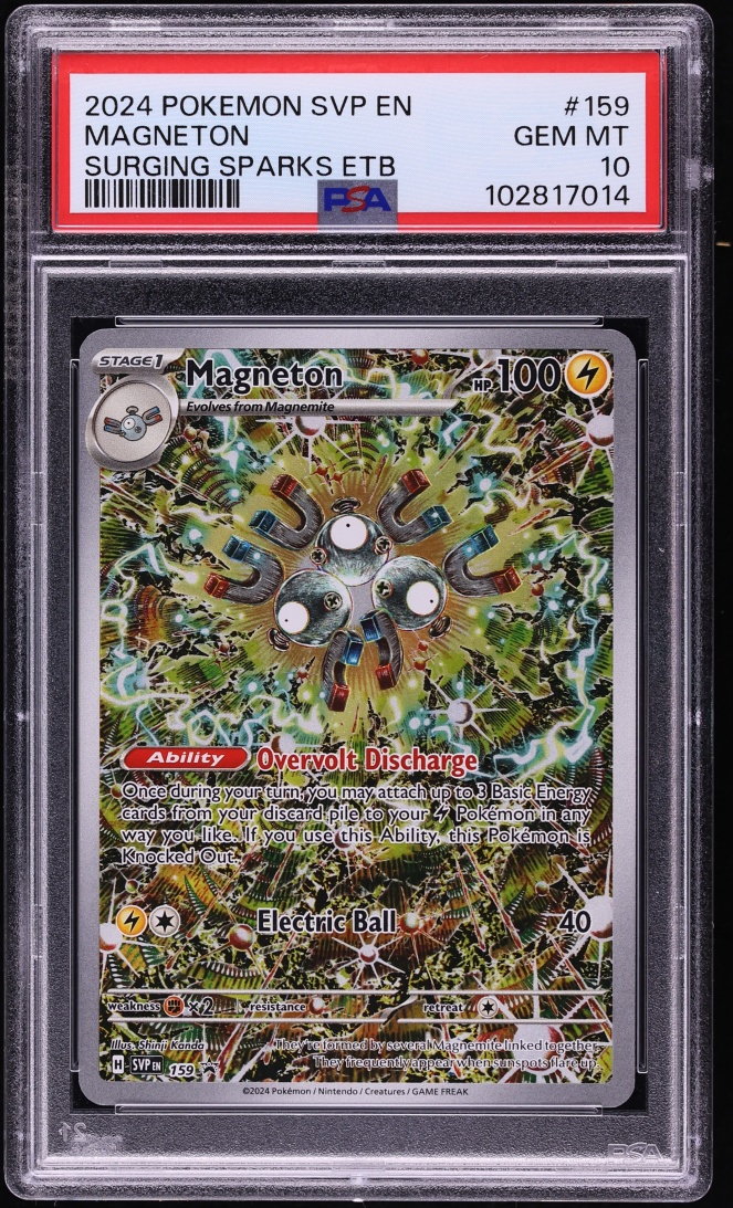 2024 Pokemon Scarlet & Violet Promo Surging Sparks ETB Alt Art Magneton #159 PSA 10 GEM MINT