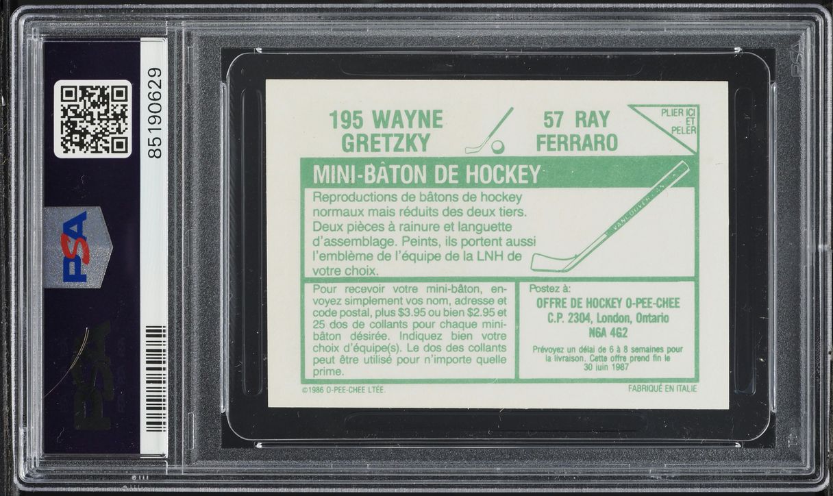 1986 O-Pee-Chee Sticker Hockey Ray Ferraro Wayne Gretzky #57 PSA 8 NM-MT