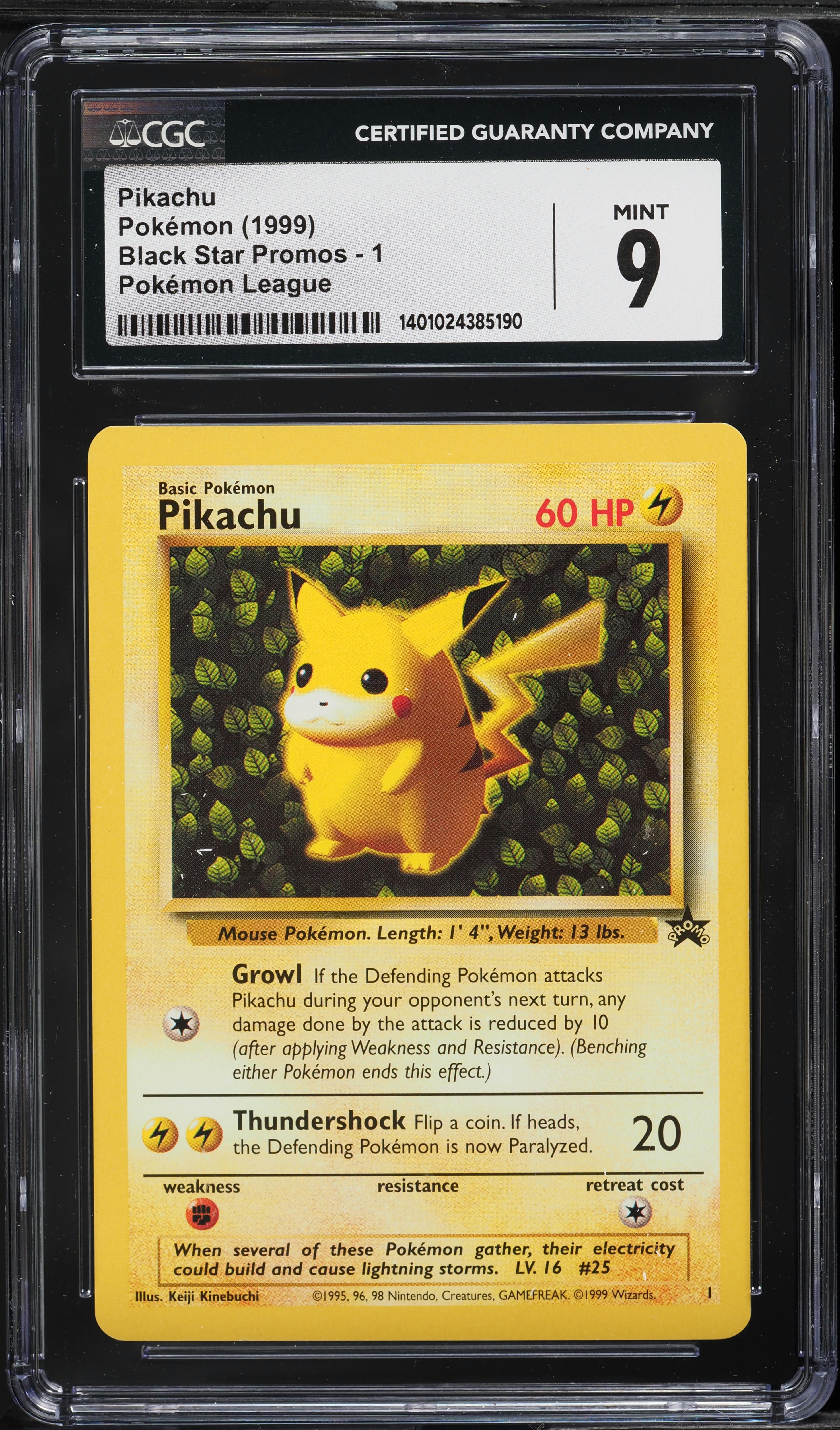 1999 Pokemon League Black Star Promo Pikachu #1 CGC 9 MINT