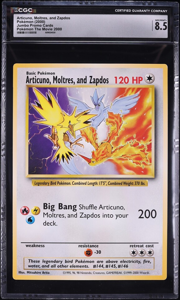 2000 Pokemon Promo The Movie Jumbo Articuno Moltres & Zapdos CGC 8.5 NM-MT+