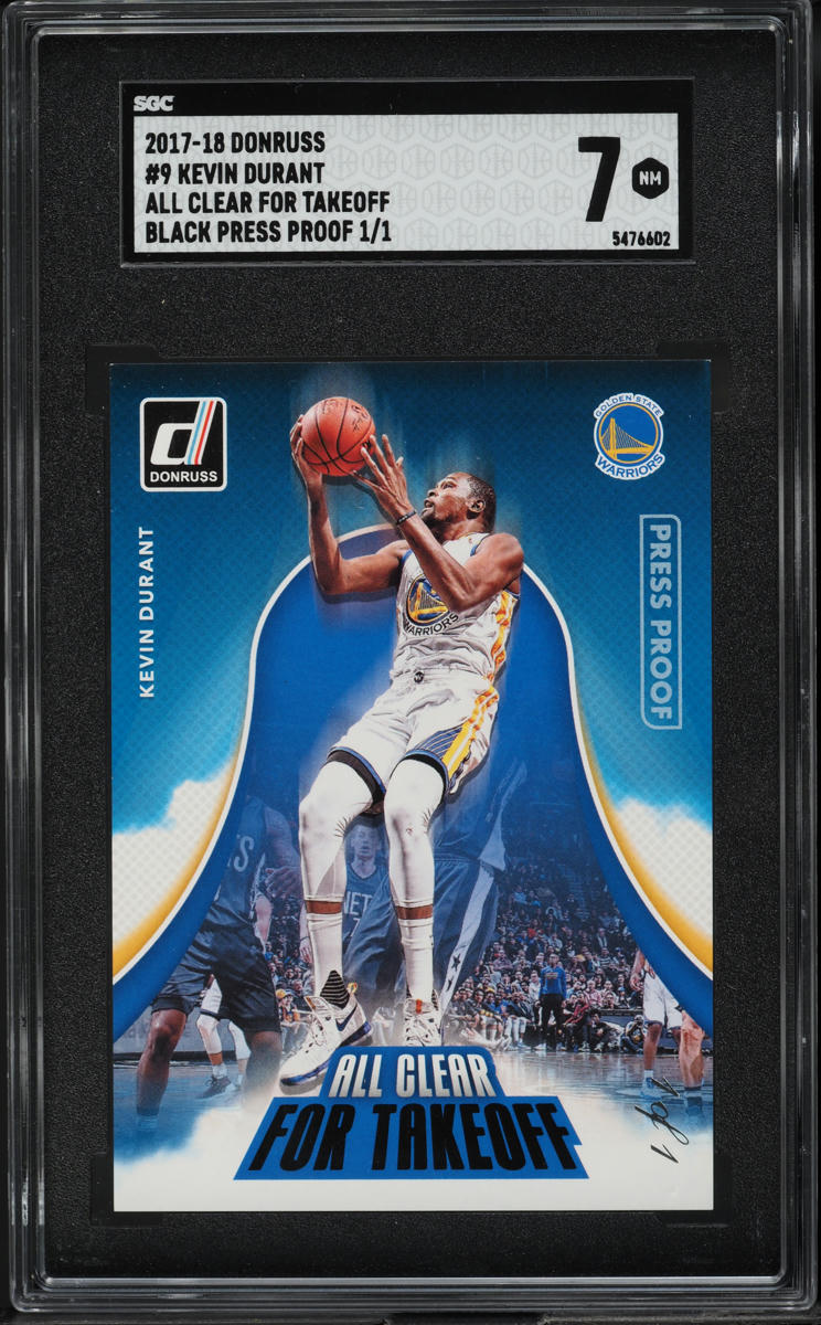 2017 Donruss All Clear For Take Off Black Press Proof Kevin Durant 1/1 #9 SGC 7 - Main Image