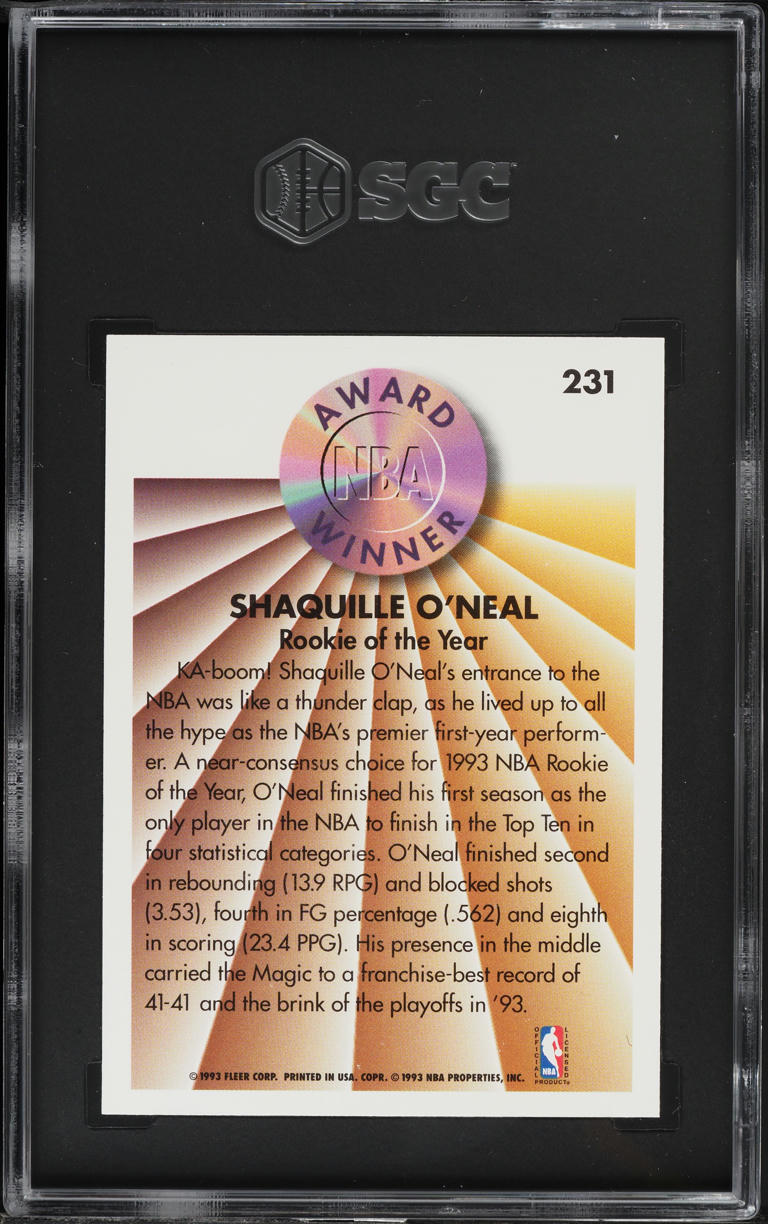 1993 Fleer Award Winner Shaquille O'Neal #231 SGC 9 MINT