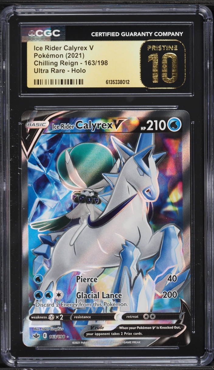 2021 Pokemon Sword & Shield Chilling Reign Full Art Ice Rider Calyrex V #163 CGC 10 PRISTINE