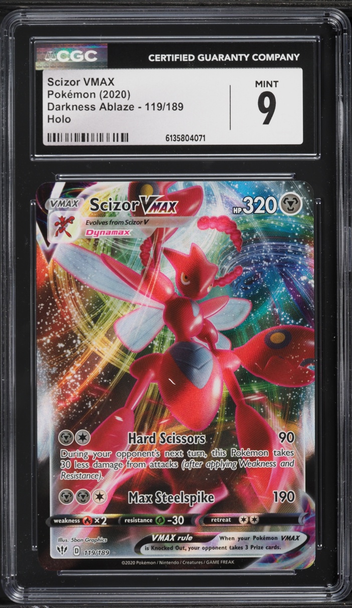 2020 Pokemon Sword & Shield Darkness Ablaze Full Art Scizor VMAX #119 CGC 9 MINT