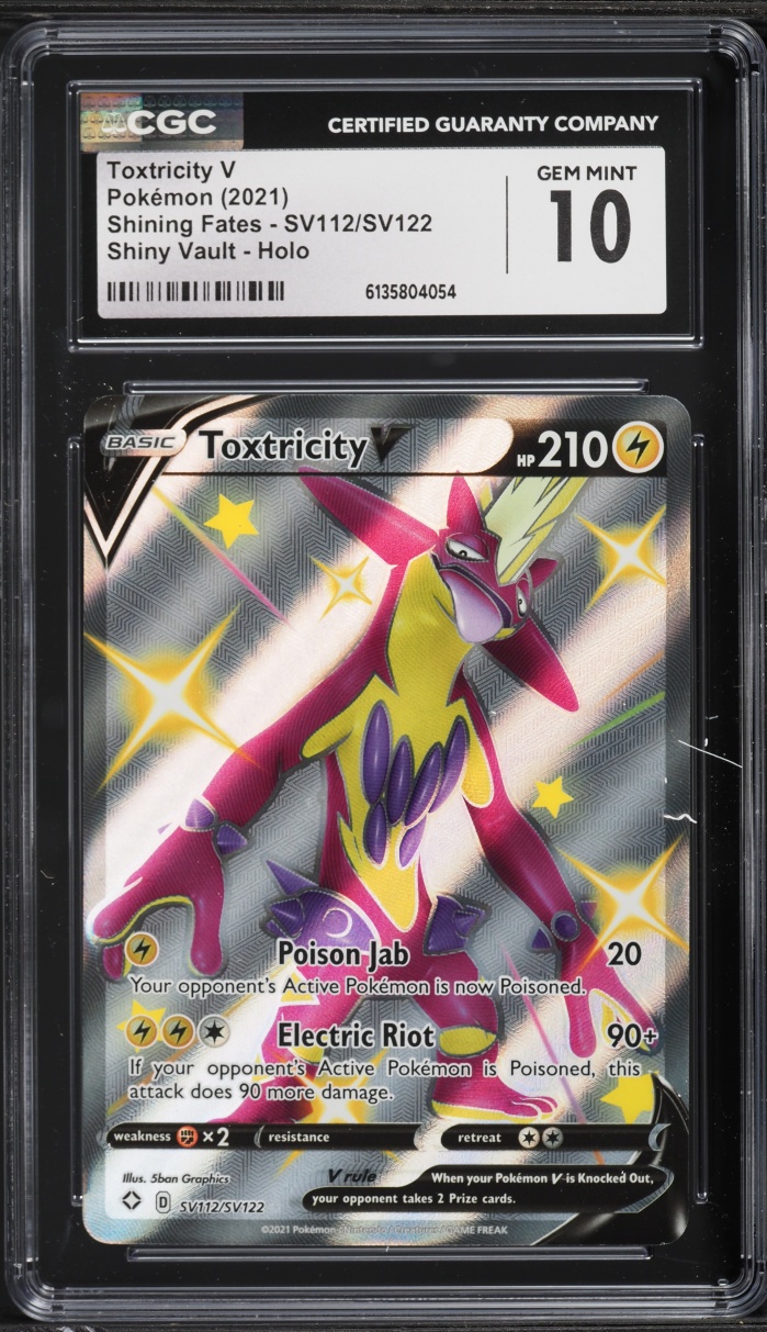 2021 Pokemon Sword & Shield Shining Fates Shiny Vault Full Art Toxtricity V #SV112 CGC 10 GEM