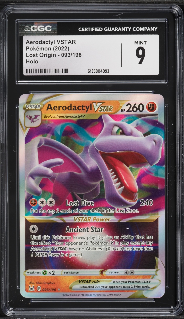 2022 Pokemon Sword & Shield Lost Origin Holo Aerodactyl VSTAR #93 CGC 9 MINT