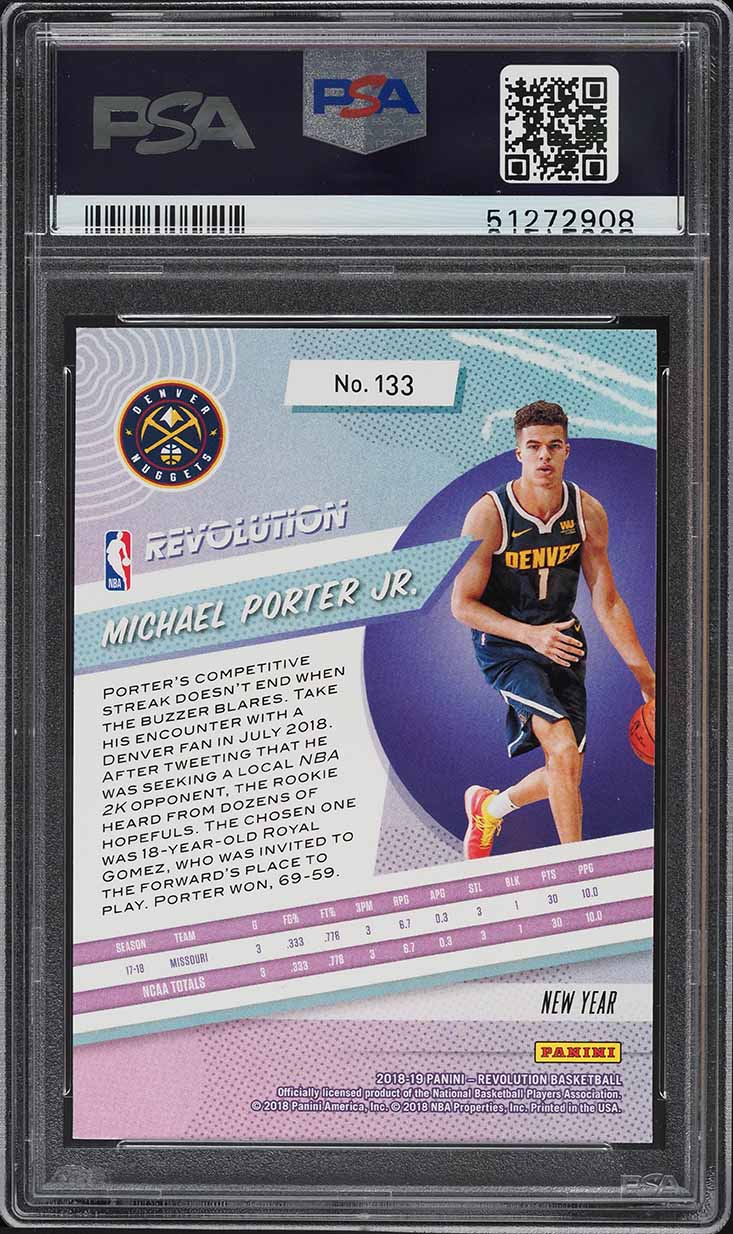 2018 Panini Revolution Chinese New Year Michael Porter Jr. ROOKIE #133 PSA 10 GEM