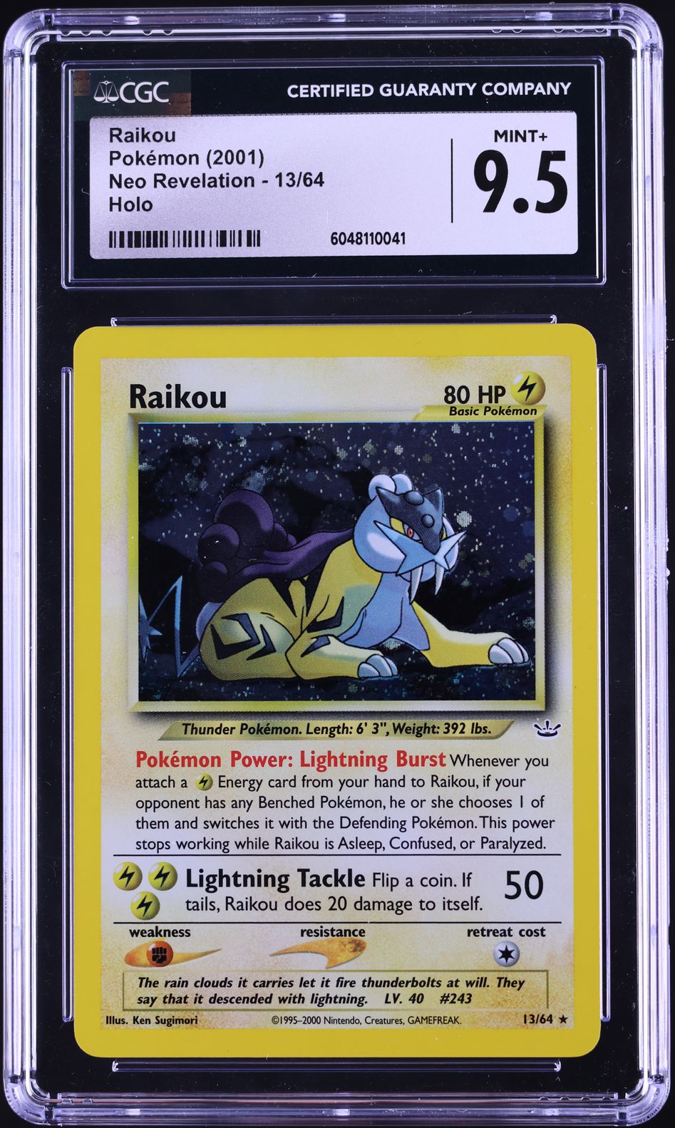 2001 Pokemon Neo Revelation Raikou #22 CGC 9.5 MINT+