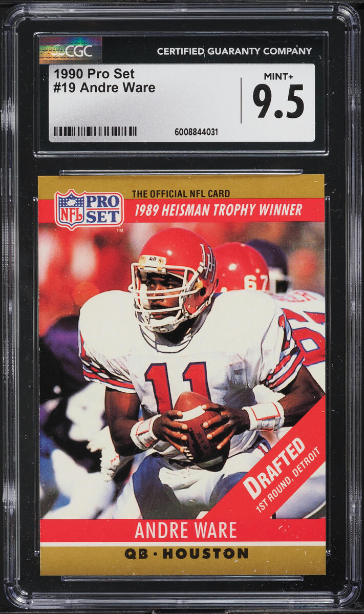 1990 Pro Set Football Andre Ware ROOKIE #19 CGC 9.5 MINT+