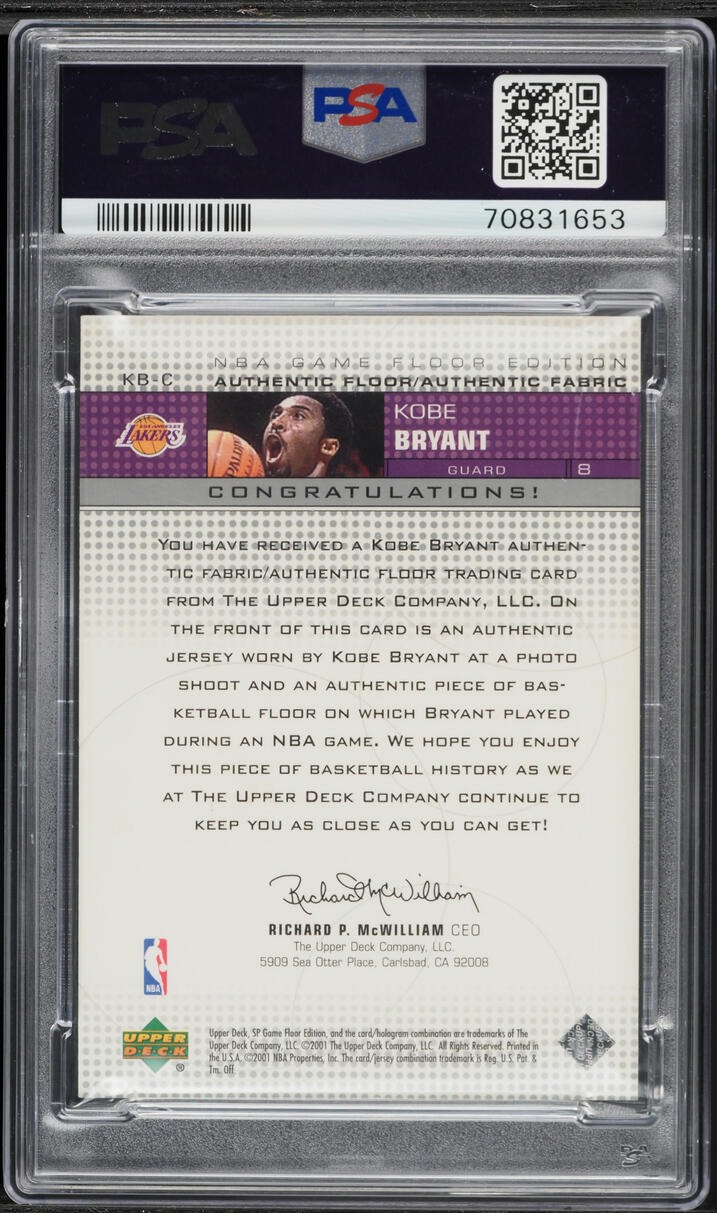 2000 SP Game Floor Fabric Floor Combo Kobe Bryant PATCH #KB-C PSA 8 NM-MT
