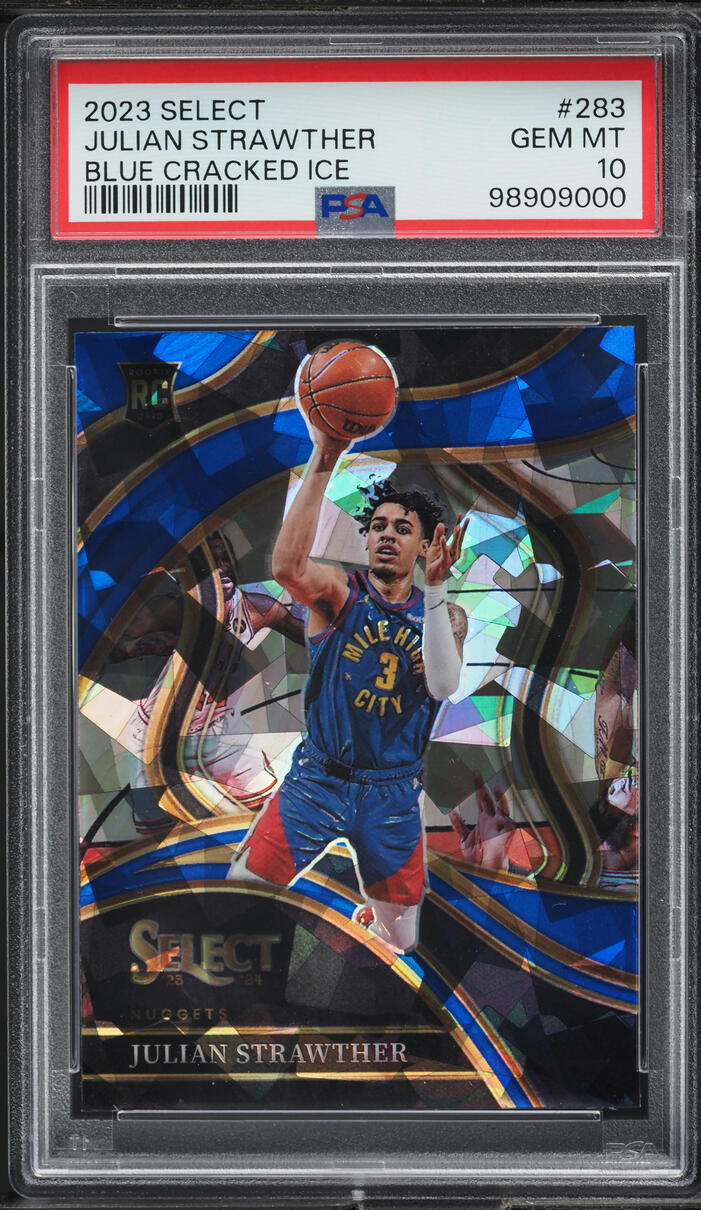 2023 Select Courtside Blue Cracked Ice Julian Strawther ROOKIE #283 PSA 10 GEM