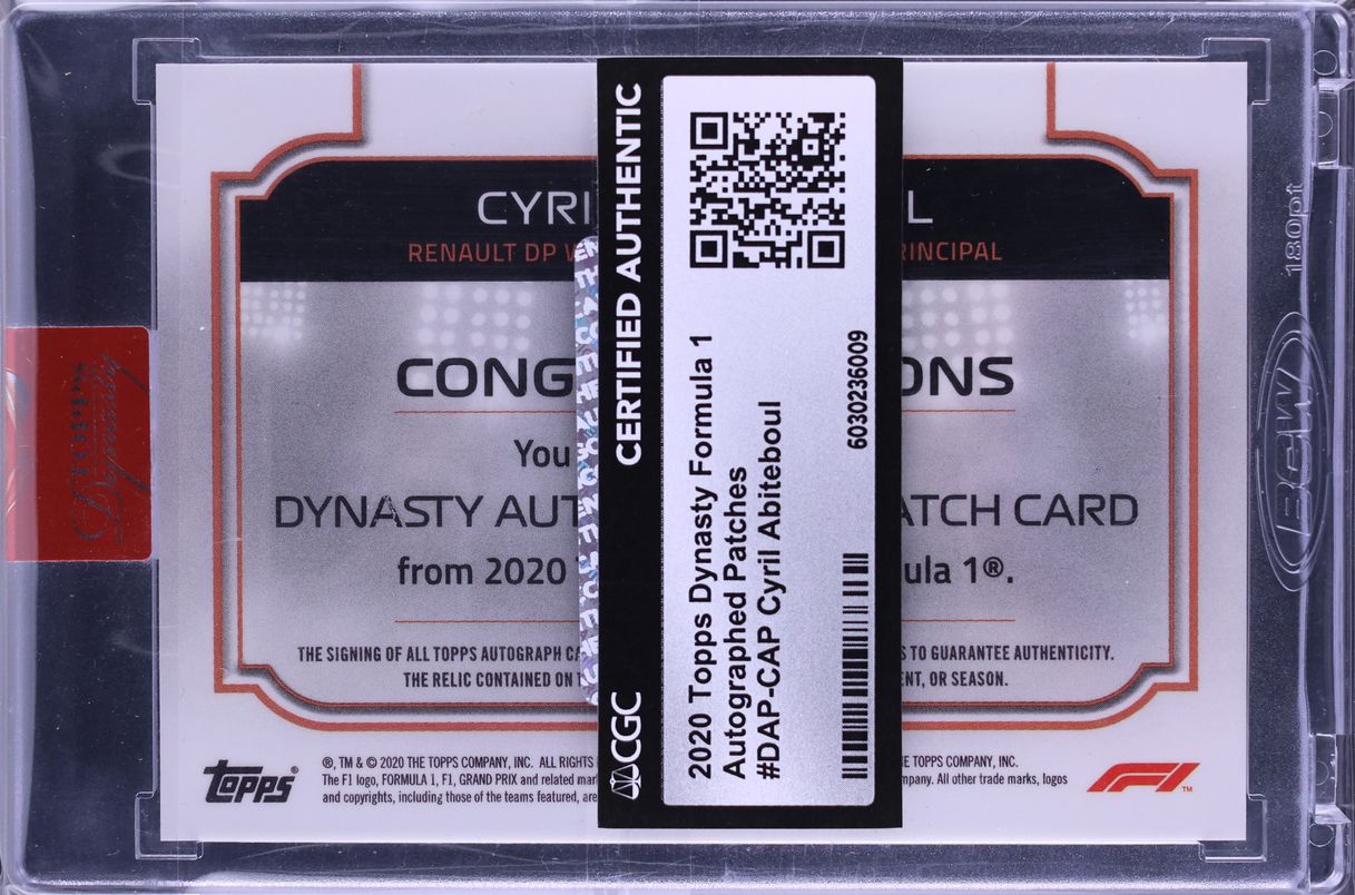 2020 Topps Dynasty Formula 1 F1 Cyril Abiteboul PATCH AUTO /10 CGC AUTH