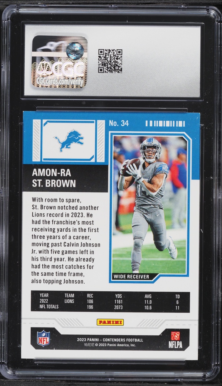 2023 Panini Contenders Amon-Ra St. Brown #34 CGC 9.5 MINT+