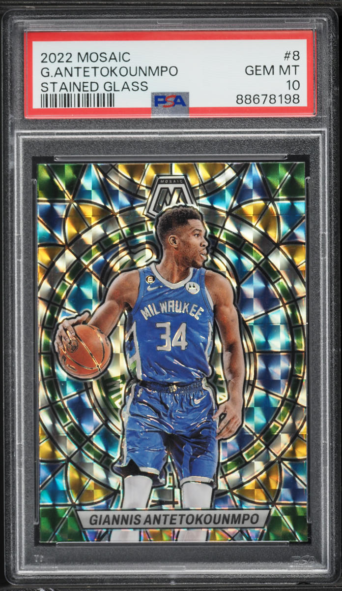 2022 Panini Mosaic Stained Glass Prizm Giannis Antetokounmpo #8 PSA 10 GEM MINT