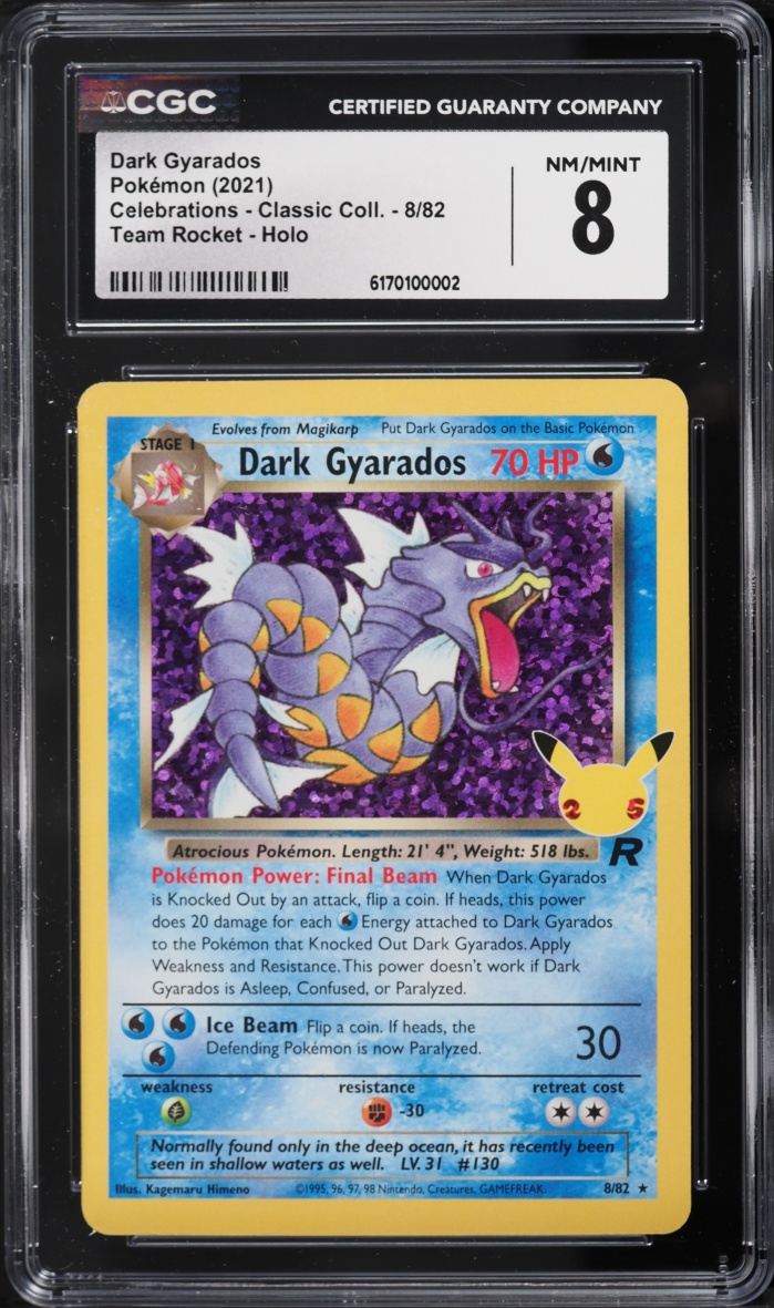 2021 Pokemon Sword & Shield Celebrations Classic Collection Holo Dark Gyarados #8 CGC 8 NM-MT