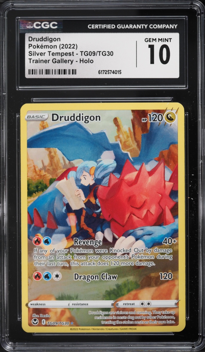 2022 Pokemon Sword & Shield Silver Tempest Trainer Gallery CHR Druddigon #TG09 CGC 10 GEM MINT