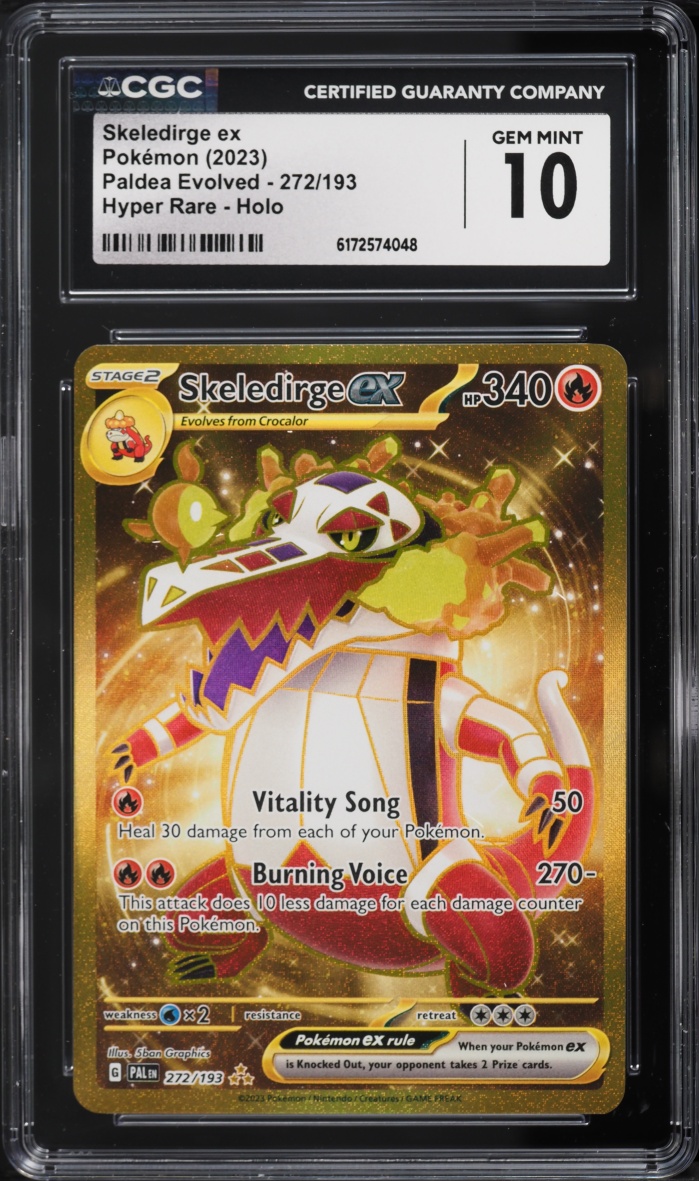 2023 Pokemon Scarlet & Violet Paldea Evolved Gold Rare Skeledirge ex #272 CGC 10 GEM MINT