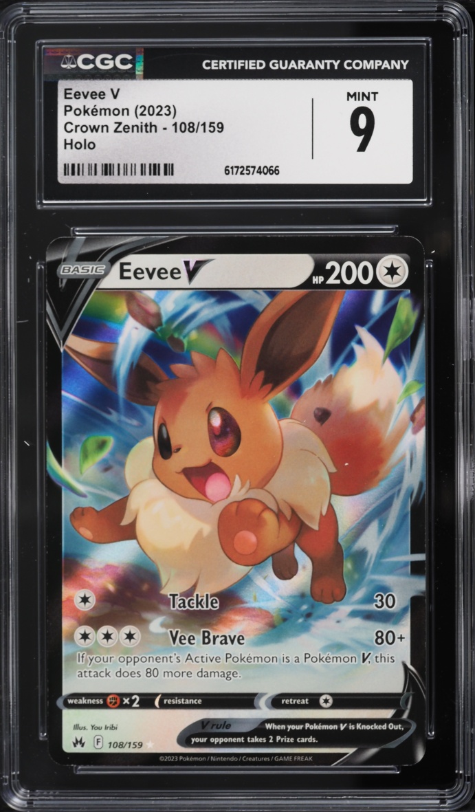 2023 Pokemon Sword & Shield Crown Zenith Holo Eevee V #108 CGC 9 MINT