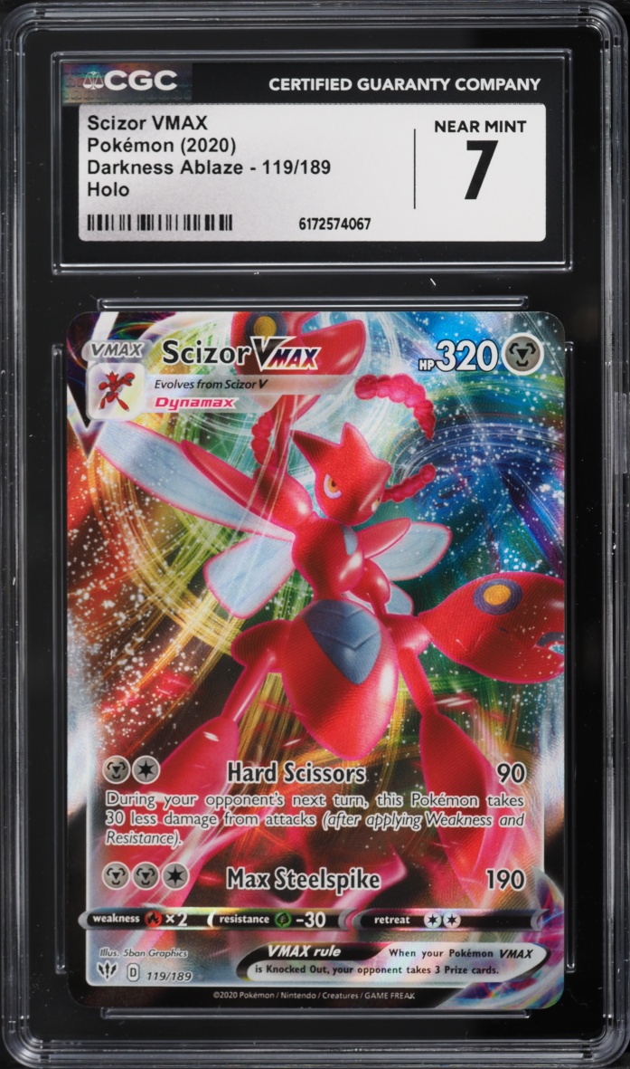 2020 Pokemon Sword & Shield Darkness Ablaze Full Art Scizor VMAX #119 CGC 7 NRMT