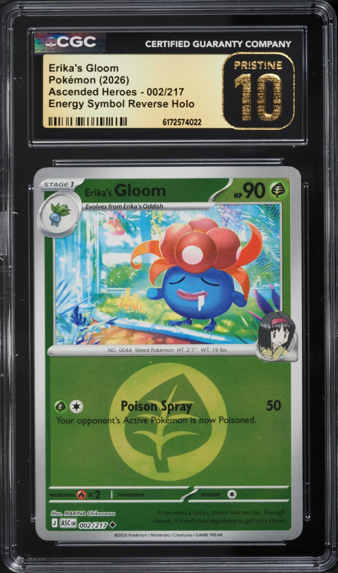 2026 Pokemon Mega Ascended Heroes Energy Symbol Reverse Holo Erika's Gloom #002 CGC 10 PRISTINE