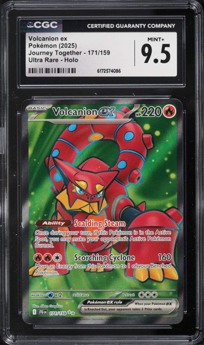 2025 Pokemon Scarlet & Violet Journey Together Full Art Volcanion ex #171 CGC 9.5 MINT+