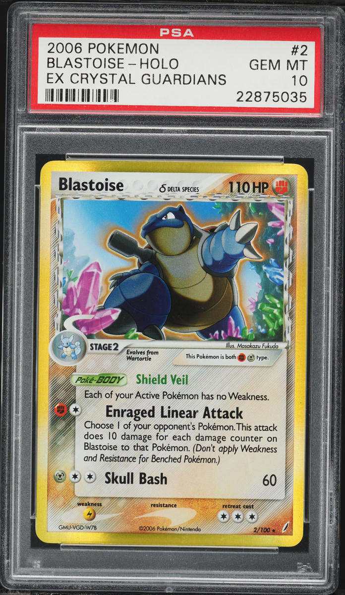 2006 Pokemon EX Crystal Guardians Holo Blastoise #2 PSA 10 GEM MINT