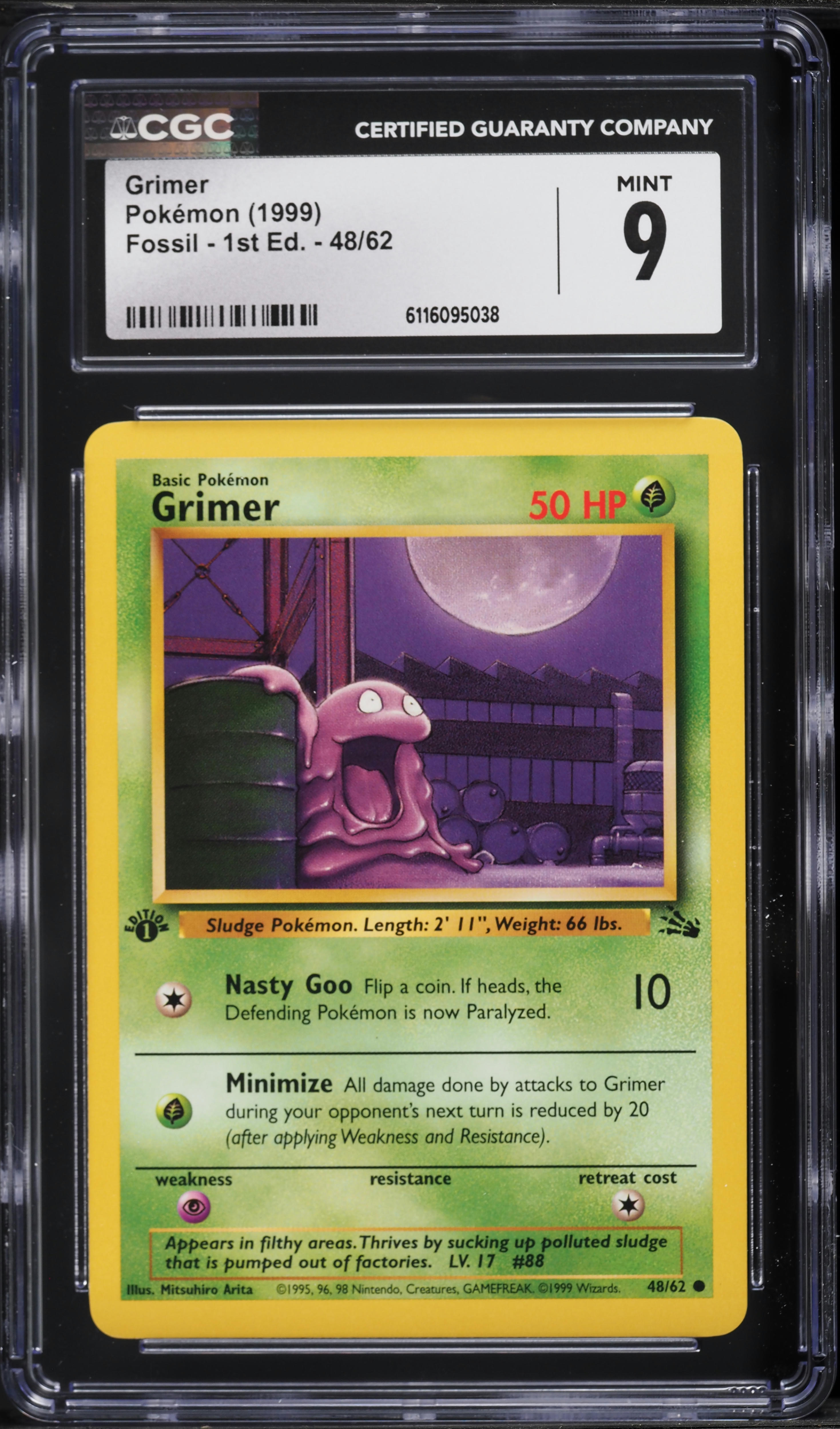 1999 Pokemon Fossil 1st Edition Grimer #48 CGC 9 MINT