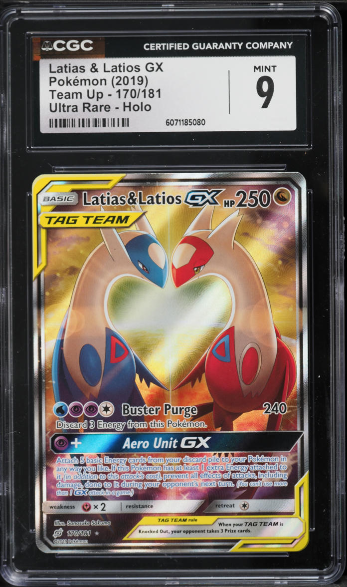 2019 Pokemon Sun & Moon Team Up Full Art Latias & Latios GX #170 CGC 9 MINT