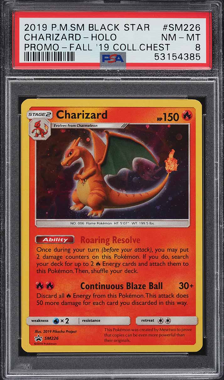 2019 Pokemon SM Black Star Promo Fall '19 Coll Chest Holo Charizard #SM226 PSA 8