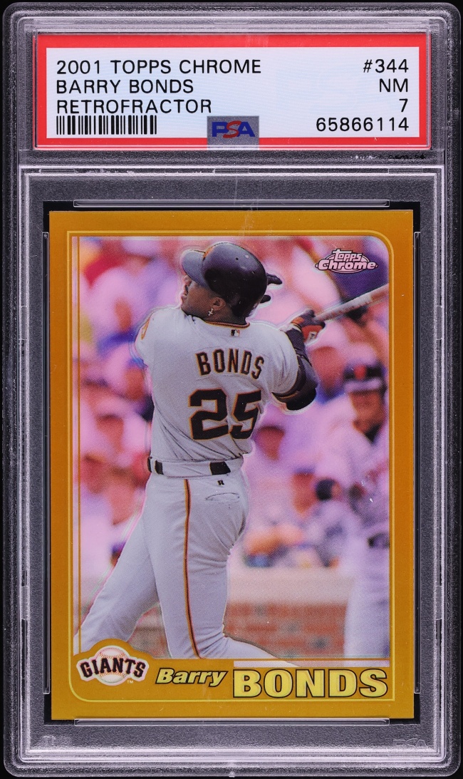 2001 Topps Chrome Retrofractor Barry Bonds #344 PSA 7 NRMT
