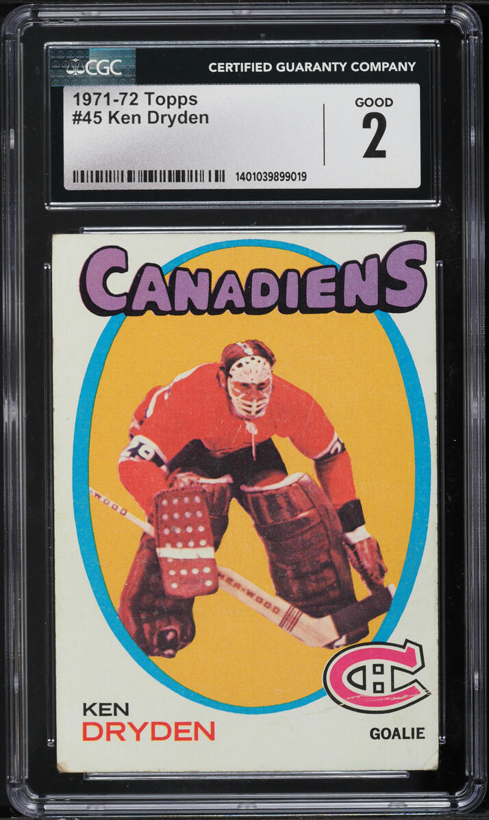 1971 Topps Hockey Ken Dryden ROOKIE #45 CGC 2 GD