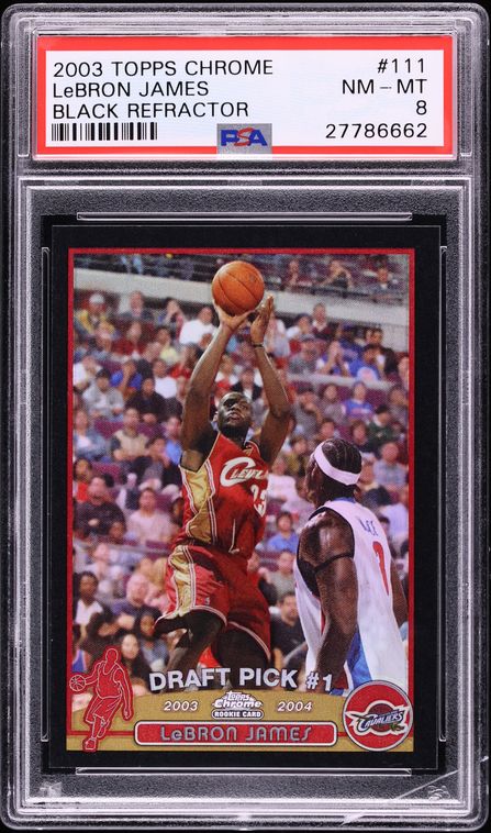 2003 Topps Chrome Black Refractor LeBron James ROOKIE /500 #111 PSA 8 NM-MT