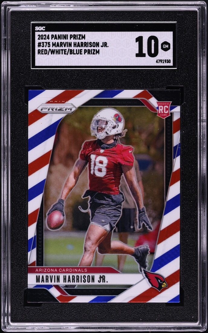 2024 Panini Prizm Red White Blue Marvin Harrison Jr. ROOKIE #375 SGC 10 GEM MINT