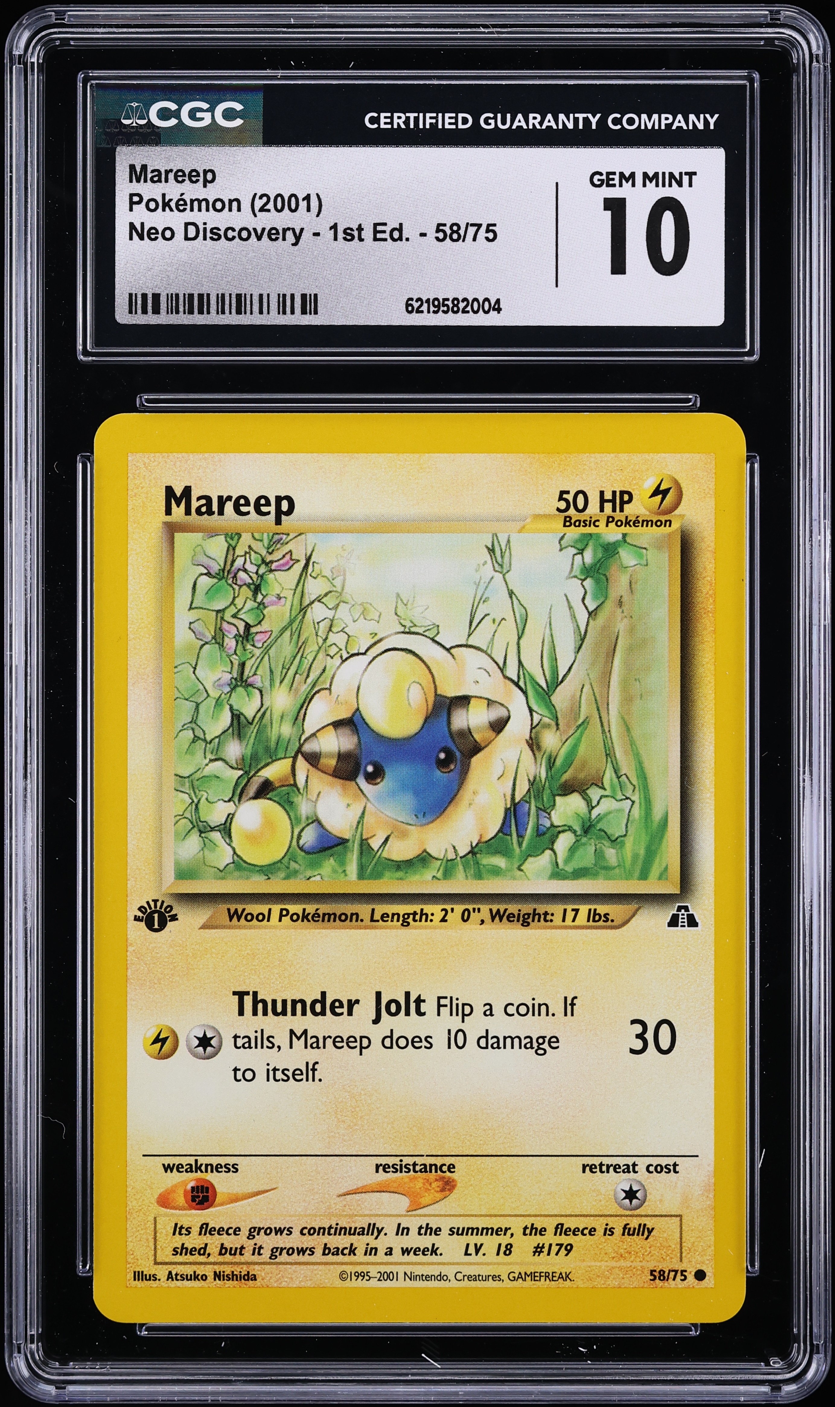 2001 Pokemon Neo Discovery 1st Edition Mareep #58 CGC 10 GEM MINT
