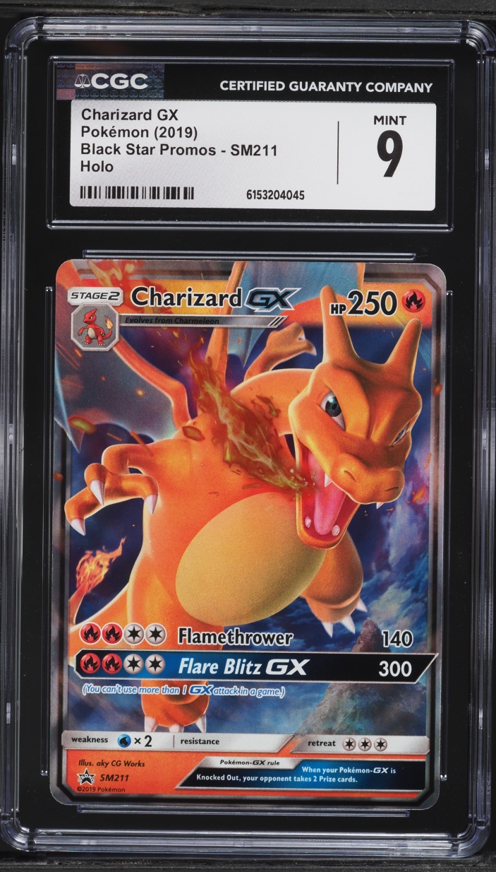 2019 Pokemon Sun & Moon Black Star Promo Hidden Fates Holo Charizard GX #SM211 CGC 9 MINT