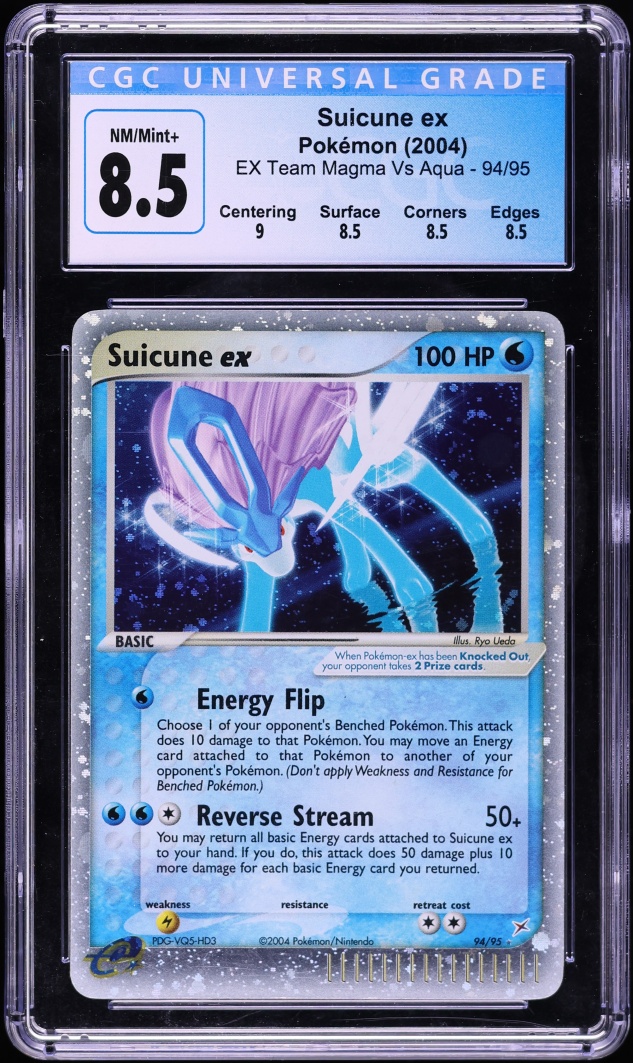 2004 Pokemon EX Team Magma Vs Aqua Holo Suicune ex #94 CGC 8.5 NM-MT+