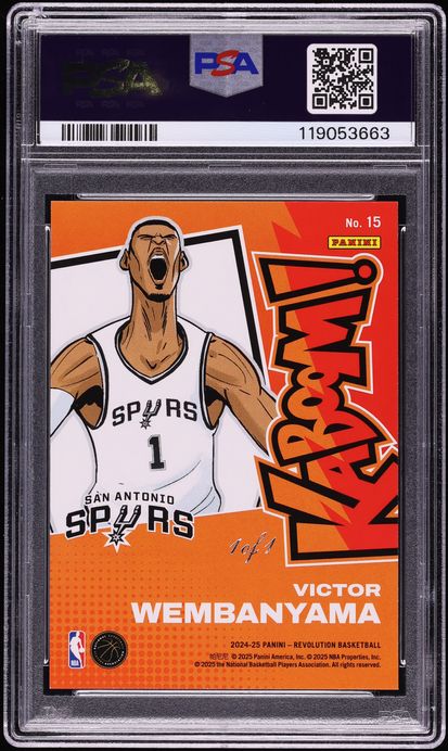 2024 Panini Revolution Kaboom! Vertical Green Victor Wembanyama 1/1 #15 PSA 9 MINT