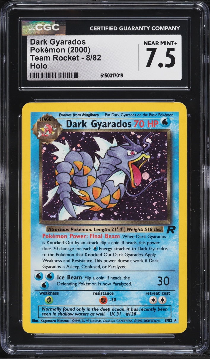 2000 Pokemon Team Rocket Holo Dark Gyarados #8 CGC 7.5 NRMT+