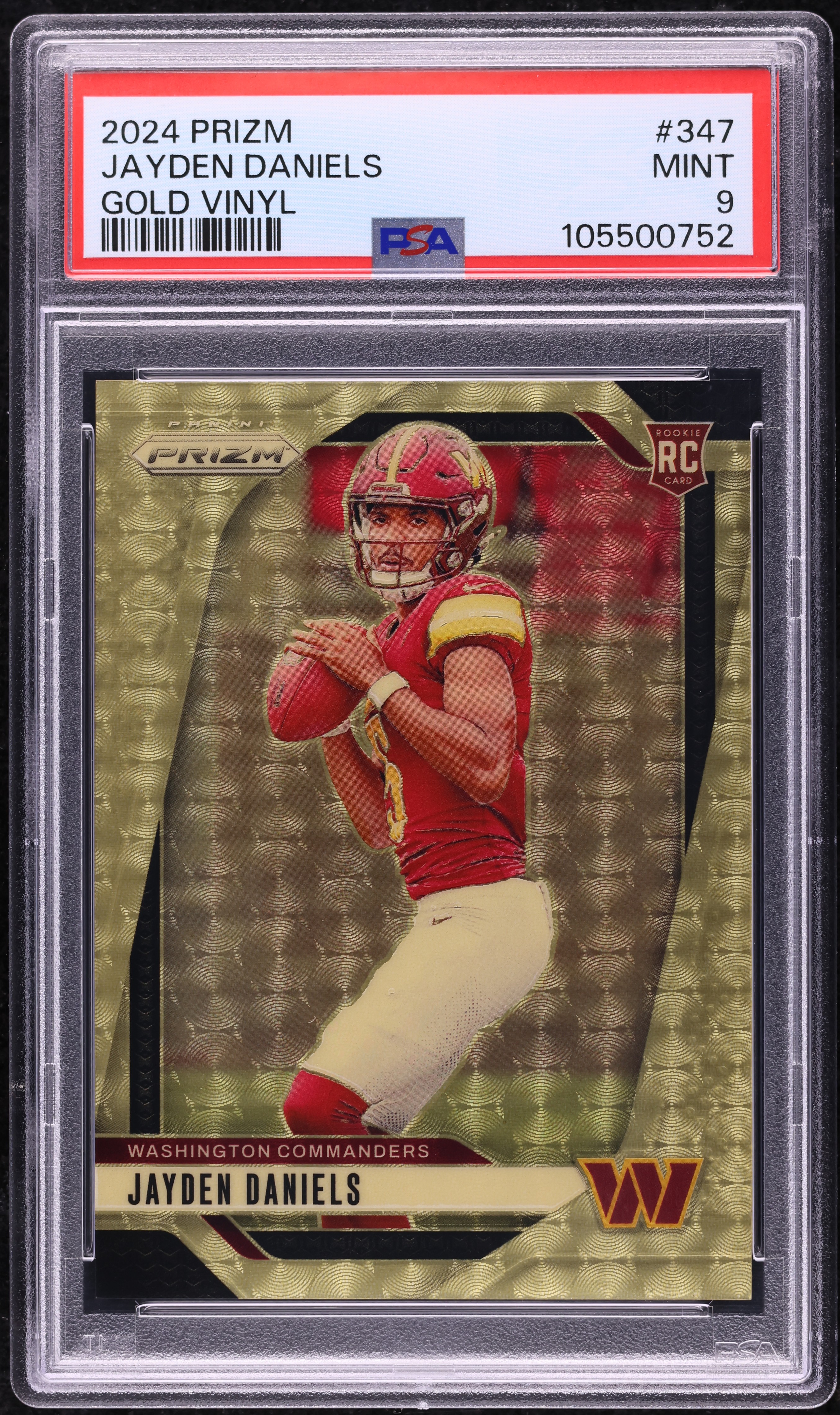 2024 Panini Prizm Gold Vinyl Jayden Daniels ROOKIE 1/5 #347 PSA 9