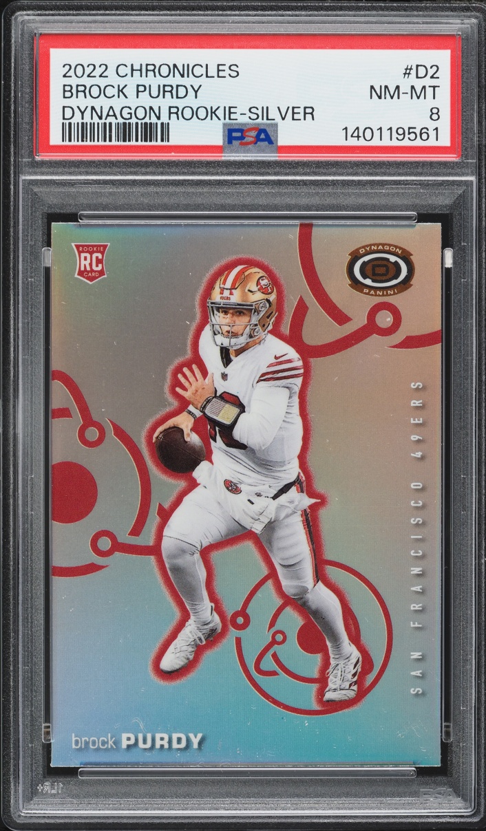 2022 Panini Chronicles Dynagon Silver Brock Purdy ROOKIE #D-2 PSA 8 NM-MT