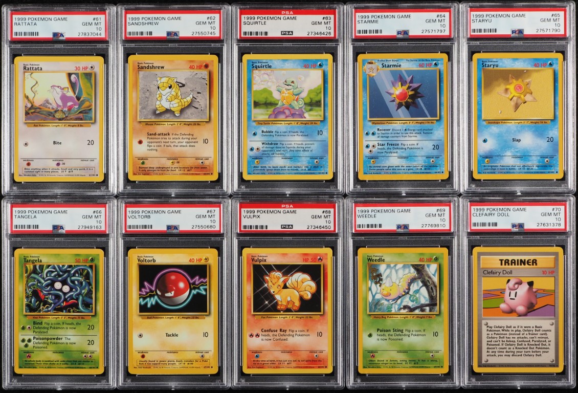1999 Pokemon Complete Base Set All PSA 10, Venusaur Charizard