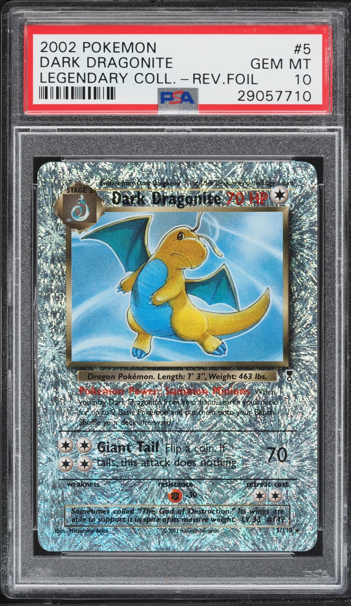 2002 Pokemon Legendary Collection Reverse Holo Dark Dragonite #5 PSA 10 GEM MINT