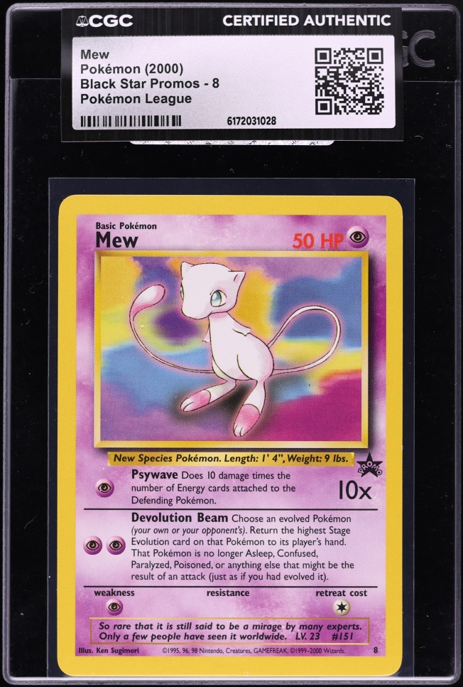 2000 Pokemon League Black Star Promo Mew #8 CGC AUTH