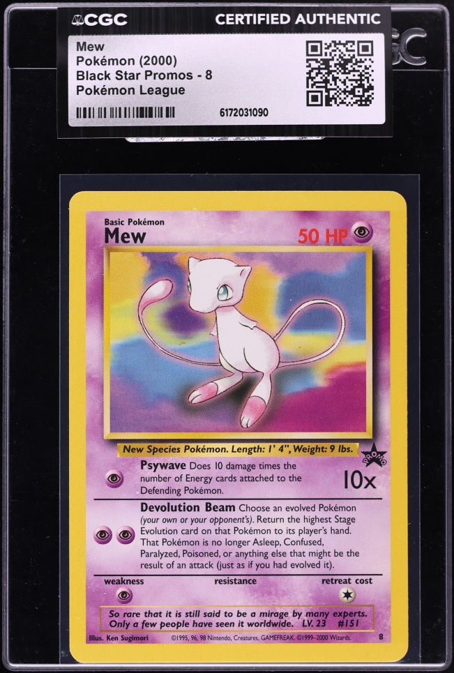 2000 Pokemon League Black Star Promo Mew #8 CGC AUTH